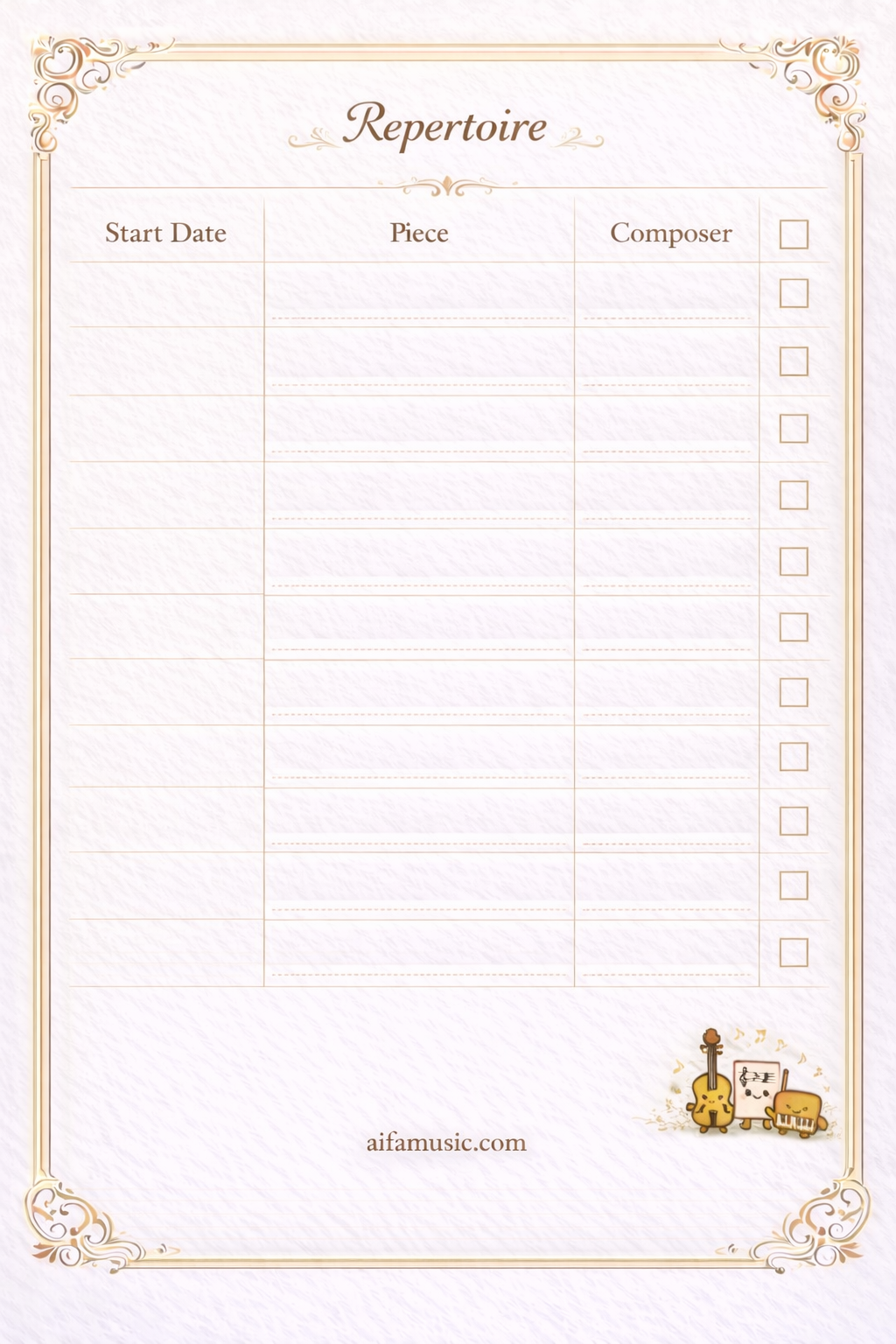 Repertoire List preview